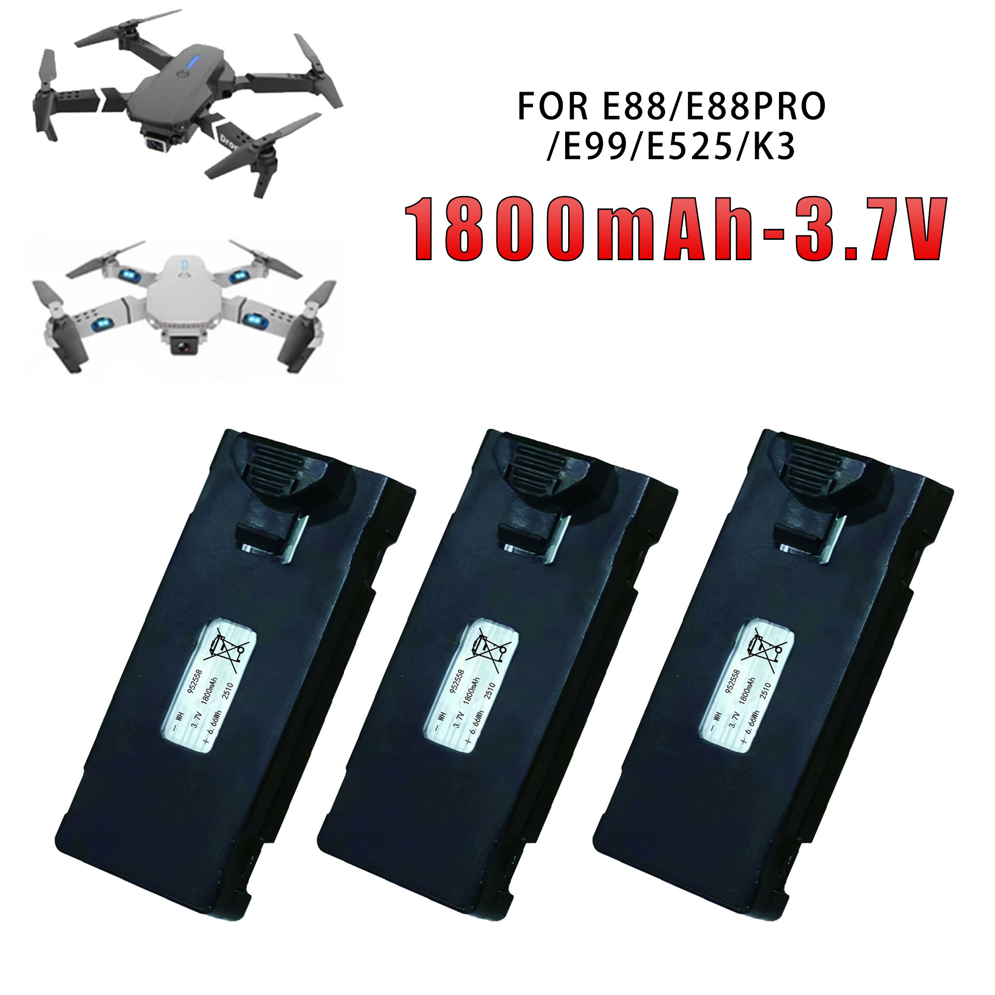 E88 3.7V 1800mAh Original Fact - Eachine Drone E58 recension och pris